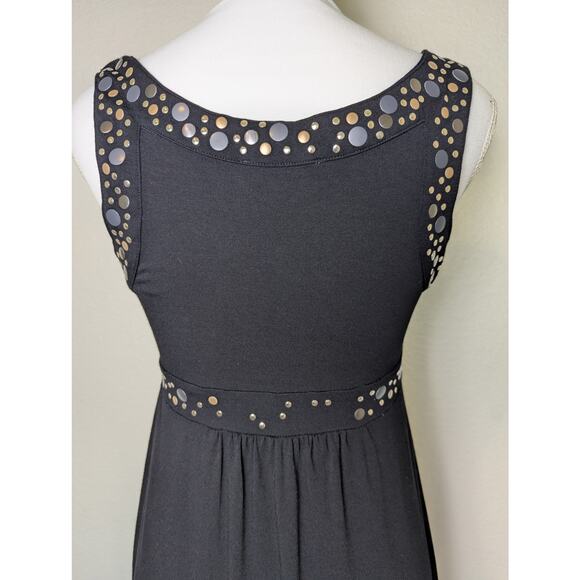 Anthropologie Lucy and Laurel Babydoll Studded Black Mini Dress Women Size M Y2K - Picture 8 of 12